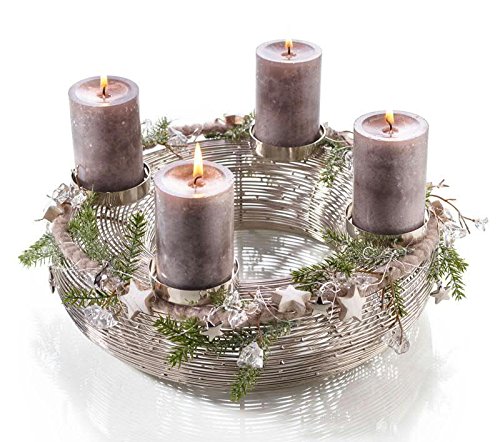 Florissima Moderner Metallkranz - D30cm / H13cm - Silber -...