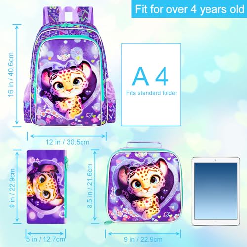 Image of 16 inch Backpack for Girls Boys 4-8, 3Pcs Kids Bookbag Set with Lunch Box, School Bag for Preschool Kindergarten