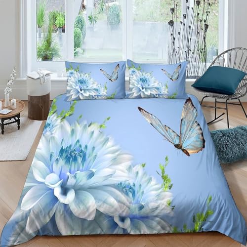 Housse de couette 3D effet papillon parure de lit de qualité en microfibre résistante et douce - 4