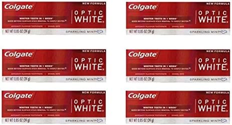 Colgate Optic White Toothpaste Sparkling Mint 0.85 Oz Travel Size (Pack of 6)