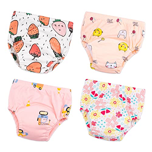 Ropa interior de entrenamiento para ir al baño para niñas 2T, 3T, 4T, ropa interior para niñas pequeñas, paquete de 4, Rosa Roja, 5 años