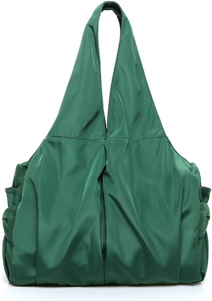 Women Shoulder Bag Handbag Tote Large Capacity Water-Resistant Shopper Nylon Multi Zipper Pockets Green Medium