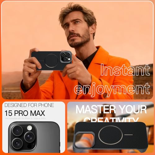 Coque iPhone 15 Pro Max MagSafe anti-rayures texture carbone - 2