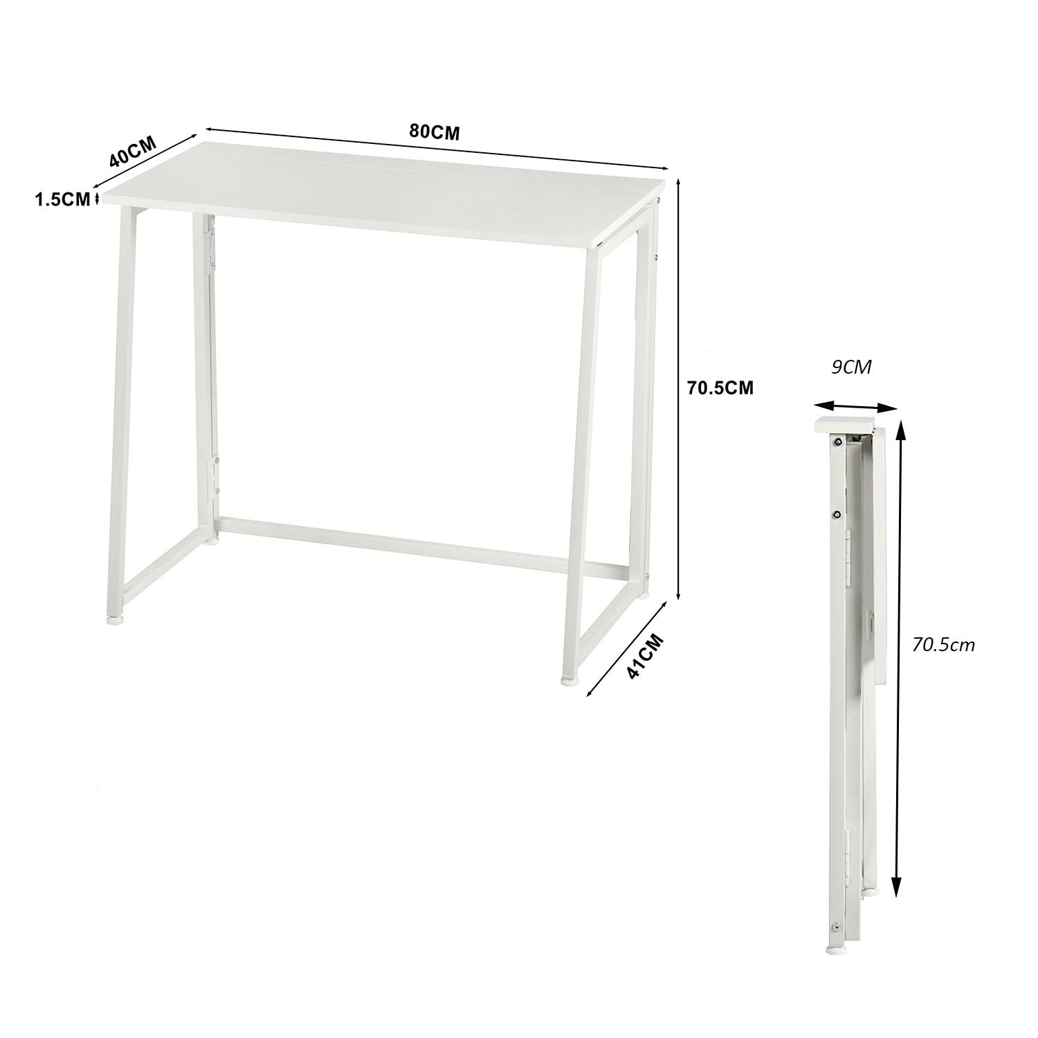 MEUBLE COSY Tavolo Pieghevole con Ruote, Tavolo Multifunzionale per Soggiorno, Montaggio Facile, Piedini Regolabili Inclusi, Stile Moderno, Bianco