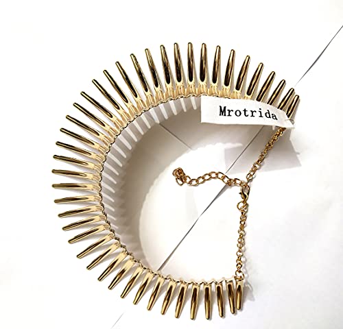 Mrotrida Women's Big African Necklace Adjustable Indian Style Bending Alloy Big Thorn Statement Collar Choker - Image 4