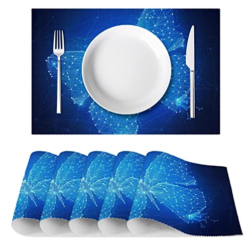 Sets de table polygonaux papillon x6 | Toile géométrique lavable table à manger 30x45cm - 3
