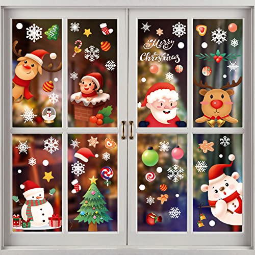 Weihnachts-Fensteraufkleber Set – Bunte Motive, Elektrostatisch, Rückstandslos Entfernbar, Für Fenster & Glas