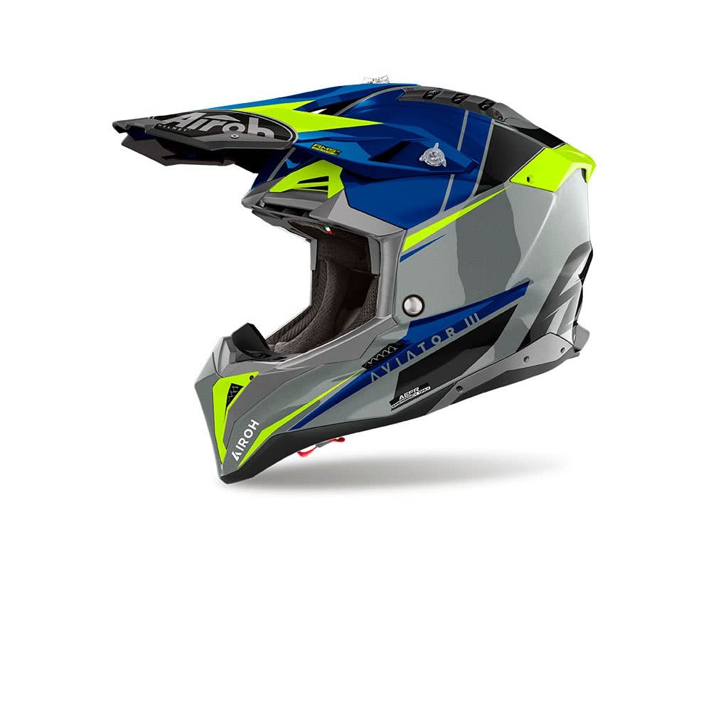 Airoh Motorcycle Helmet Aviator 3 Push Blue Gloss Xl