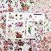 RISYPISY Pink Flower Sticker Scrapbooking Supplies for Bullet Journal 50 Sheets, Transparent Stickers and Scrapbook Paper for Girls, Junk Journal Supplies for Bojo Art
