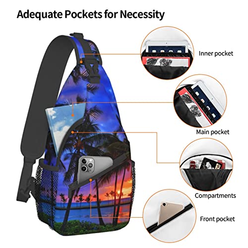 Hawaii Tropical Palm Tree Sling Bag Women Men Backpack Crossbody Bag Travel Hiking Casual Daypack4