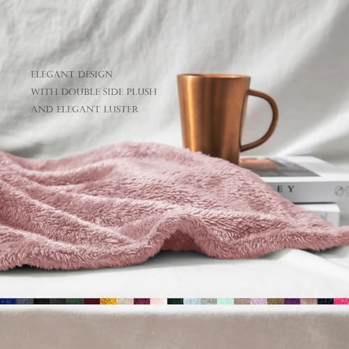 Image of Exclusivo Mezcla Plush Fuzzy Fleece Bed Blanket King Size, Super Soft, Fluffy and Warm Blankets for Couch, Bed, All Season (Dusty Pink, 90x104 inches)