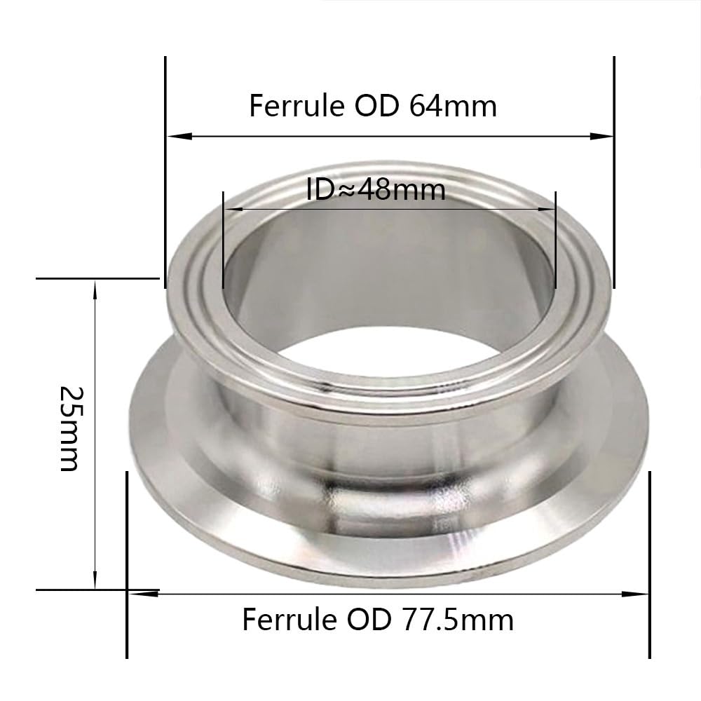 Acoplamiento reductor de virola de triple abrazadera de acero inoxidable 304 de 2 pulgadas x 1,5 pulgadas - Accesorio duradero for transferencia de fluidos(77.5mm-91mm)
