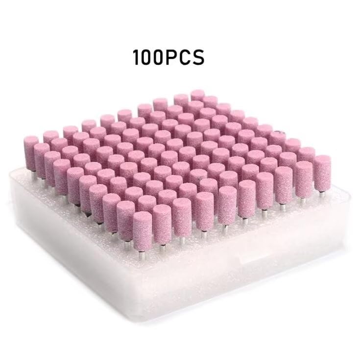 100 Stück Schleifscheiben Roter Korund 3 mm Schaft Zylindrische Form Schleifen Rotary Bohrer Schleifmittel für Metallbearbeitung Holzarbeiten