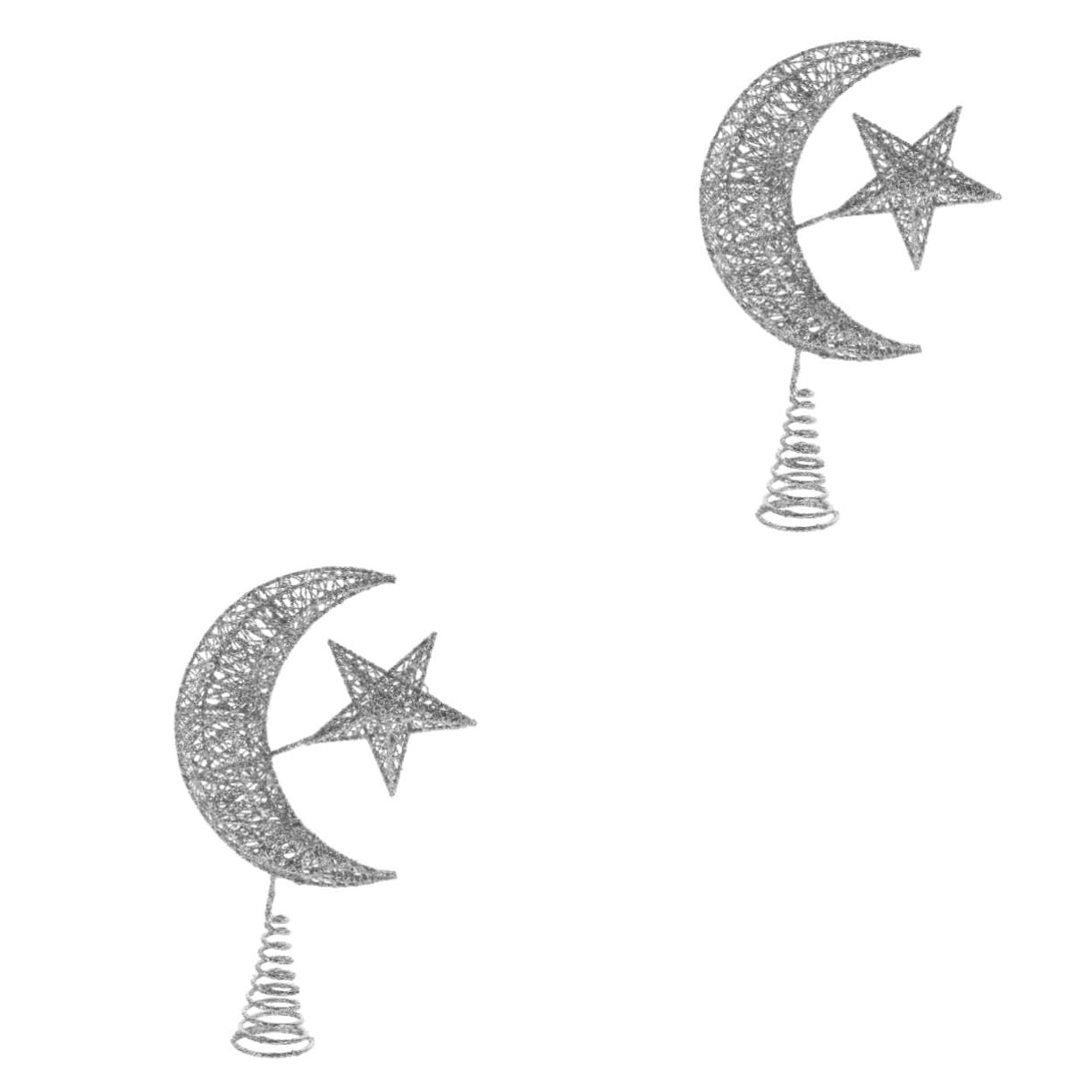 OUNONA 2stücke Weihnachtliche Baumspitze Aus Stern Und Mond Design Dekorative Christbaumspitze Für Festliche Innendekoration Für Weihnachten Und Winterfeiern