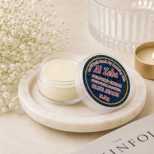 Image of Solid Perfume Blue Jeans | Al Zeba Blue Jeans Solid Perfume Cream 9.9g | Alcohol Free Long Lasting Perfume Balm | Fresh Woody Musk Fragrance