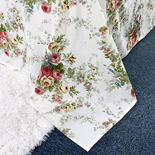 Fadfay Rose Sheets Floral Bed Sheets Queen 100% Cotton Off White Victorian Flower Printed Shabby Vintage Antique Bedding Soft Natural Cotton Deep Pocket Fitted Sheet 4Pcs, Queen #TOP7
