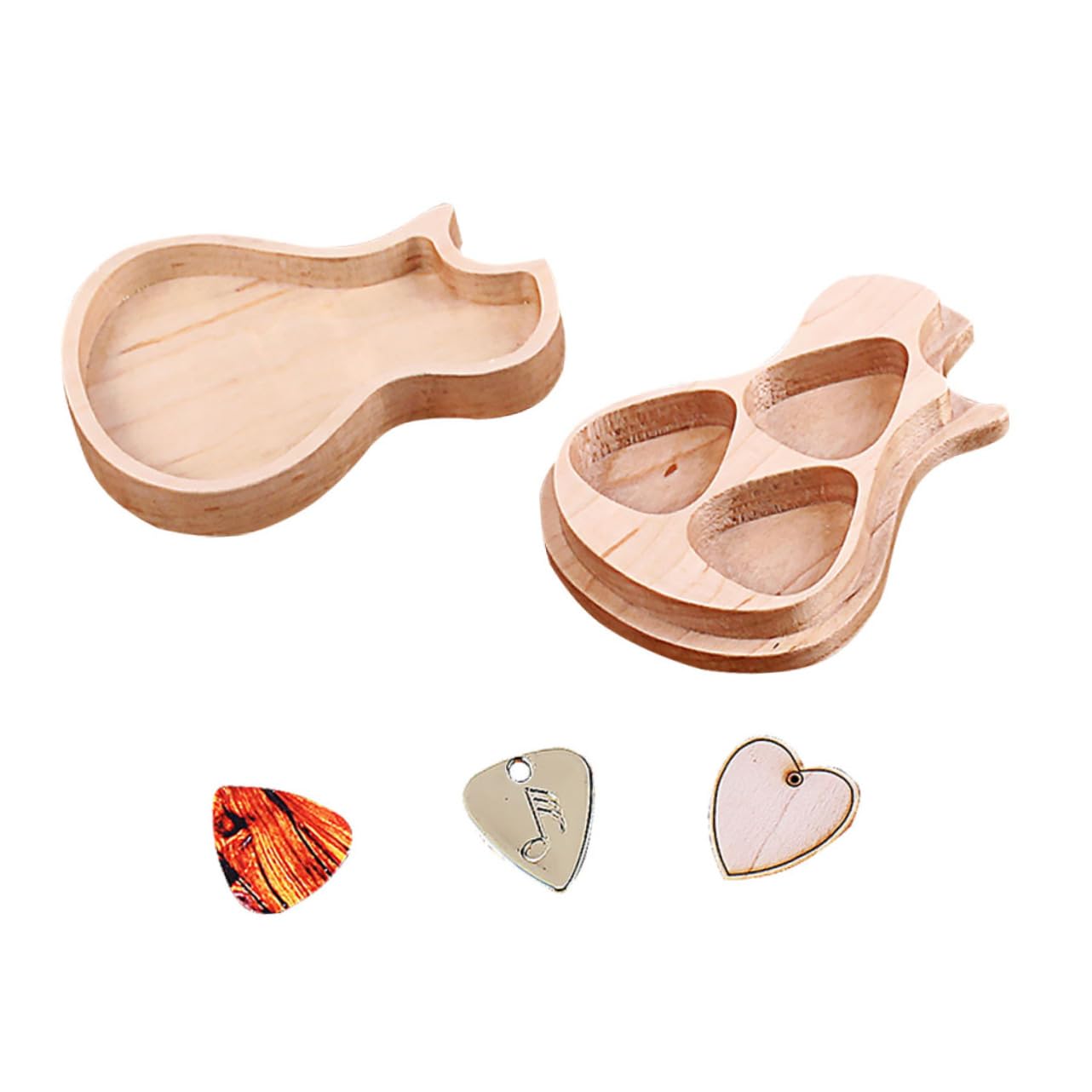 ifundom 2sets Plectrum Box Legno Di Acero Con Plettri Inclusi Custodia Forma Di Chitarra Per Musicisti e Amanti Della Musica Accessori Per Chitarra e Regali Creativi