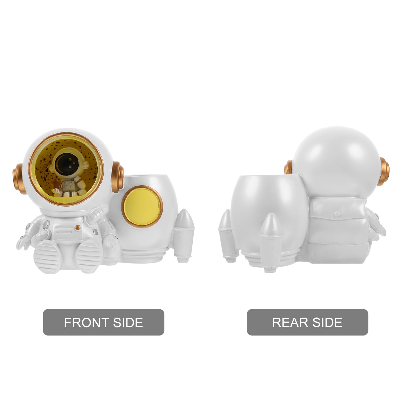 STOBOK Portapenne A Forma Di Astronauta Con Luce Led Portapenne in Resina Organizer Da Scrivania A Tema Spaziale