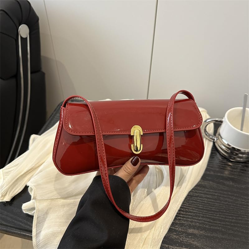 Patent Leather Shoulder Bag for Women Clutch Purse Locks Vegan Handbags Evening Bag2