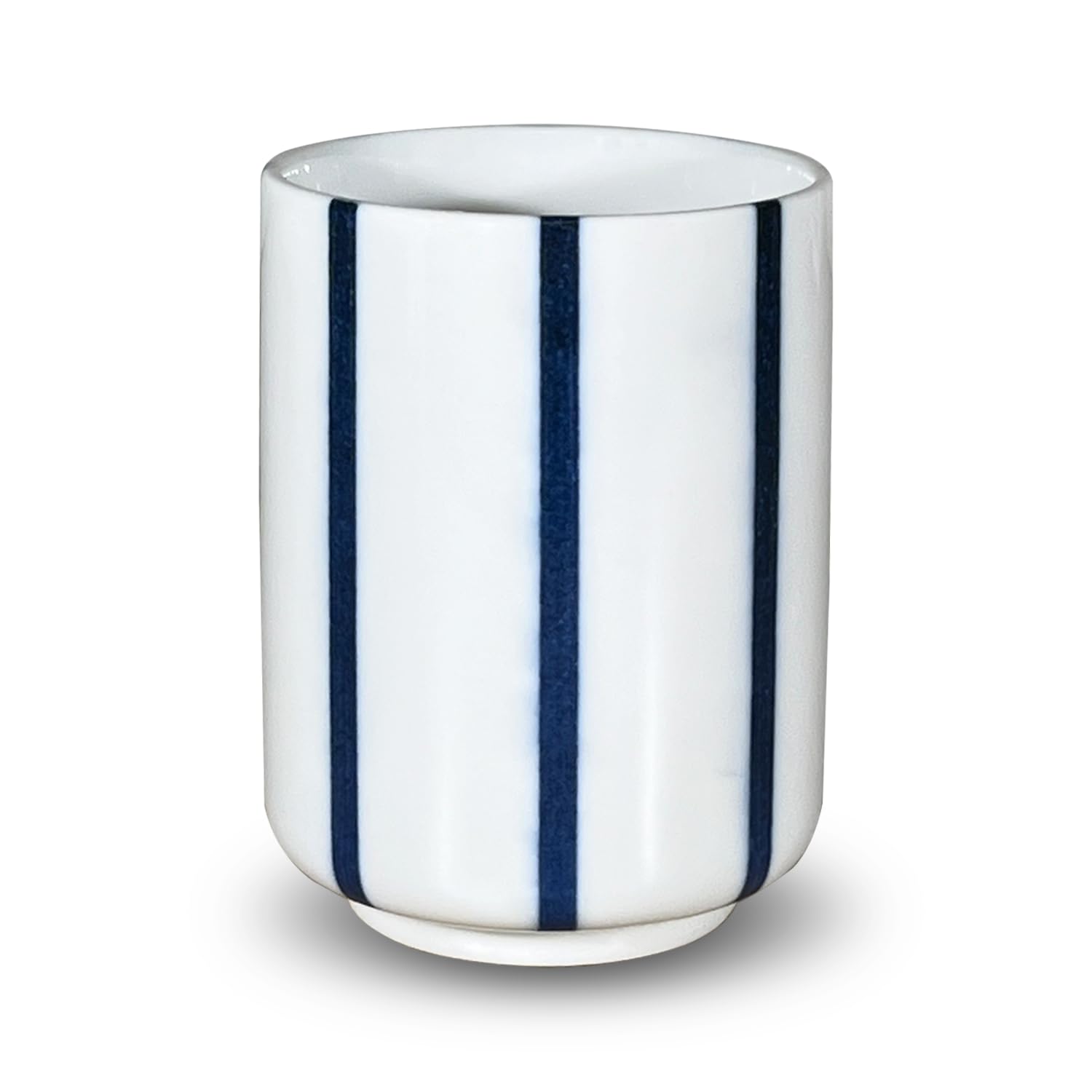 Hand-Painted Yunomi - 6.7 fl oz ese teacup - Striped Blue & White Teacups with Artisanal Elegance - for Green tea and ese tea, Coffee, Soup - Made in (STRIPE S-1)