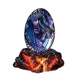 Lava Dragon Eggs with Base Ornaments,Crystal Transparent Dragon Egg Resin,Handmade Sculpture Fire...