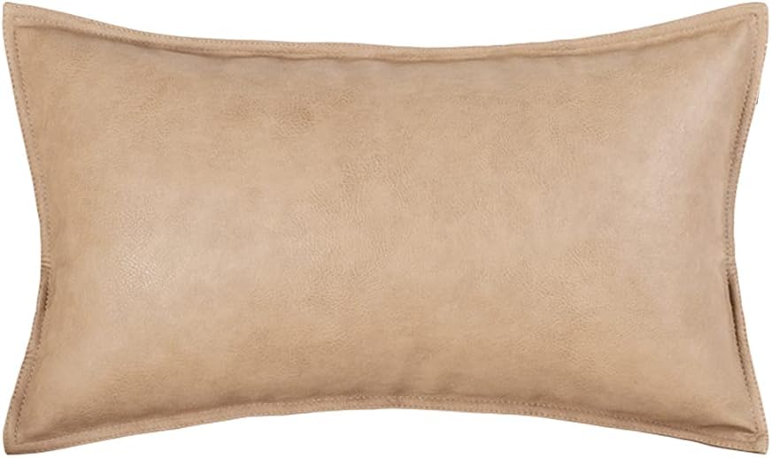 Creative Rectangular Sofa Pillows, Leather Sofa Decorative Plush Cushion Waist Pillow Decorative Throw Pillows with Core (Light Yellow, 30×50CM/11.8"×19.7")
