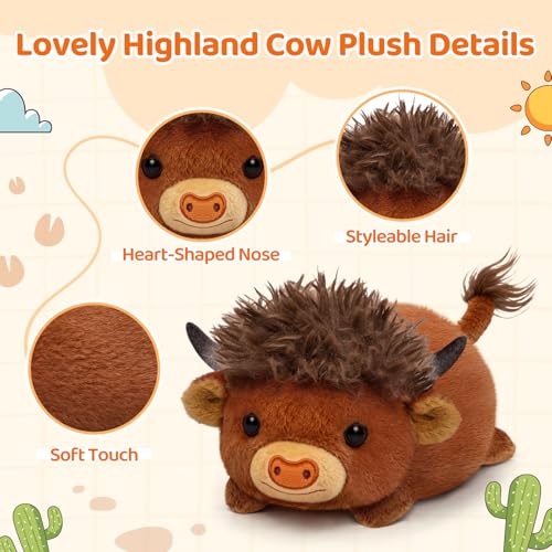 Image of Mewaii Highland Cow Plush Kawaii Plush, Ultra-Soft Feel, 8 in