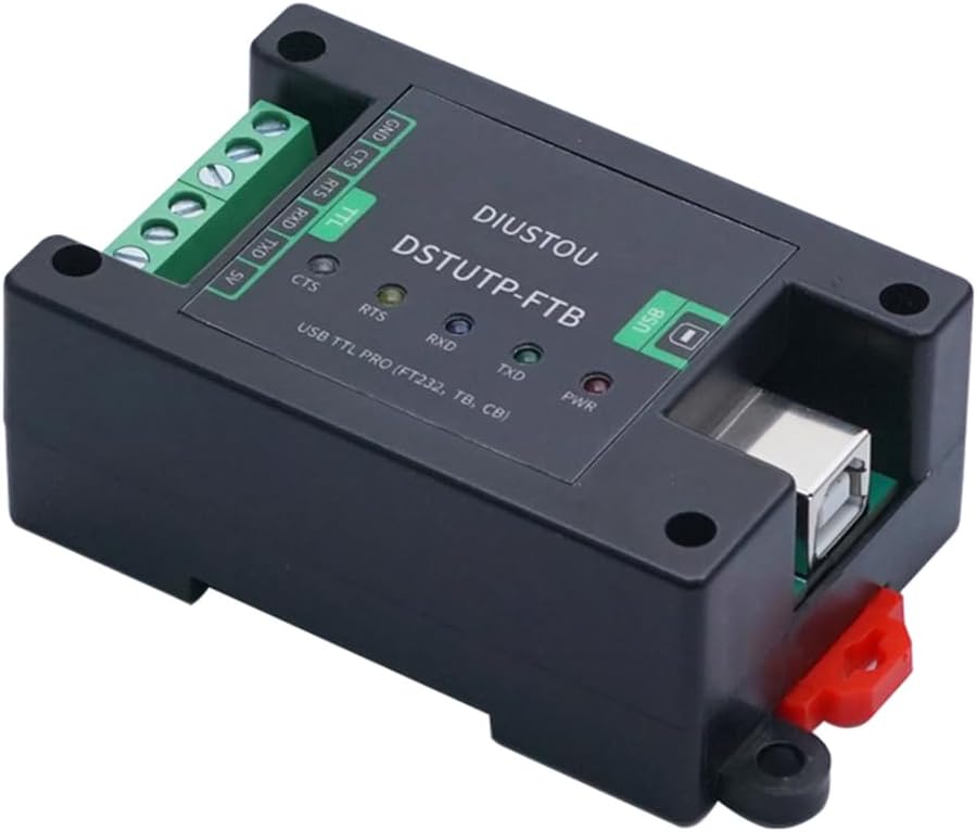 FT232 Chip USB to TTL Serial Module Bidirectional Conversion Power Isolation & Digital Isolation Transmit Data More Stable ABS DIN Case Easy Installation 3M Baud Rate Fast Speed