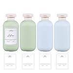 UMETASS 10 oz Plastic Travel Shampoo Bottles, Refillable Flip Cap Squeeze Bottles for Toiletries, Large Leakage-proof Travel Shampoo and Conditioner Container (Blue and Green)