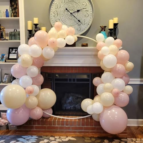 Image of Pink Beige Gold Balloon Garland Arch Kit, 109 Pieces Blush Pastel Pink Peach Pink Gold Beige White Sand Latex Balloon Garland Kit for Girls Women Birthday Baby Bridal Shower Wedding Party Decorations