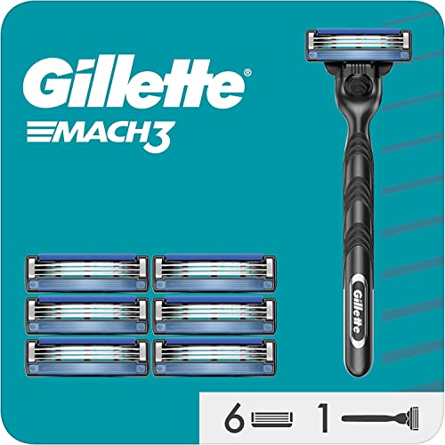 Gillette Mach3 Herrenrasiermaschine, 3 Klingen, 1 Gillette Rasiermesser, 7 Ersatzklingen für Rasierer mit Edelstahlgriff