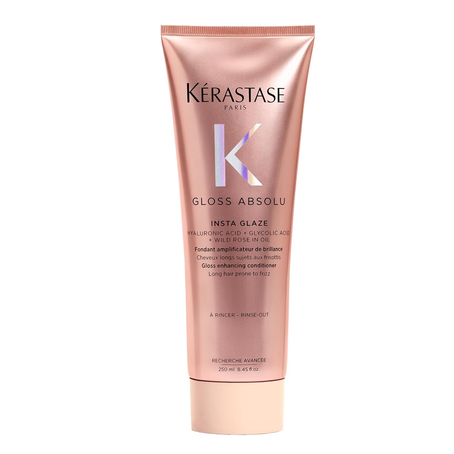 Kérastase Gloss Absolu Fondant Insta Glaze, Conditioner für langes und zu Frizz neigendes Haar, Mit Hyaluronsäure, Glykolsäure und Wildrosenöl, Für intensiven Glanz & Volumen