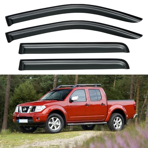 Image of Window Visors Rain Guards Shield for 2005-2021 Nissan Frontier Crew Cab, Out-Channel Window Vent Wind Deflectors Visors Shades for 2009-2013 Suzuki Equator Crew Cab