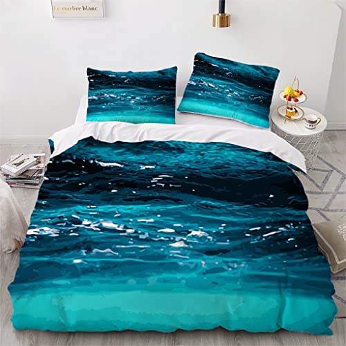 Housse de Couette 140x200 cm Surface De l'eau, Parure de Lit Simple en Microfibre, Set de Housse de Couette avec 1 Taies d'oreiller 65x65 cm ( avec Fermeture éclair ) Cover