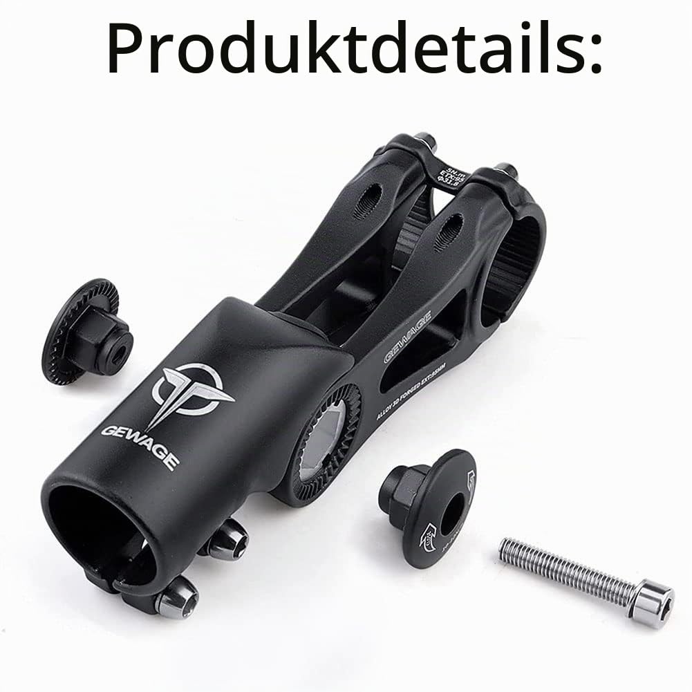 GEWAGE Verstellbarer Lenkervorbau MTB/Rennrad/BMX – Lenkererhöhung (-130° bis +90°), 75/95/130 mm, 31,8 mm Kompatibel, 3D-Alulegierung,ideal für sportliches Fahren oder entspannte Touren.