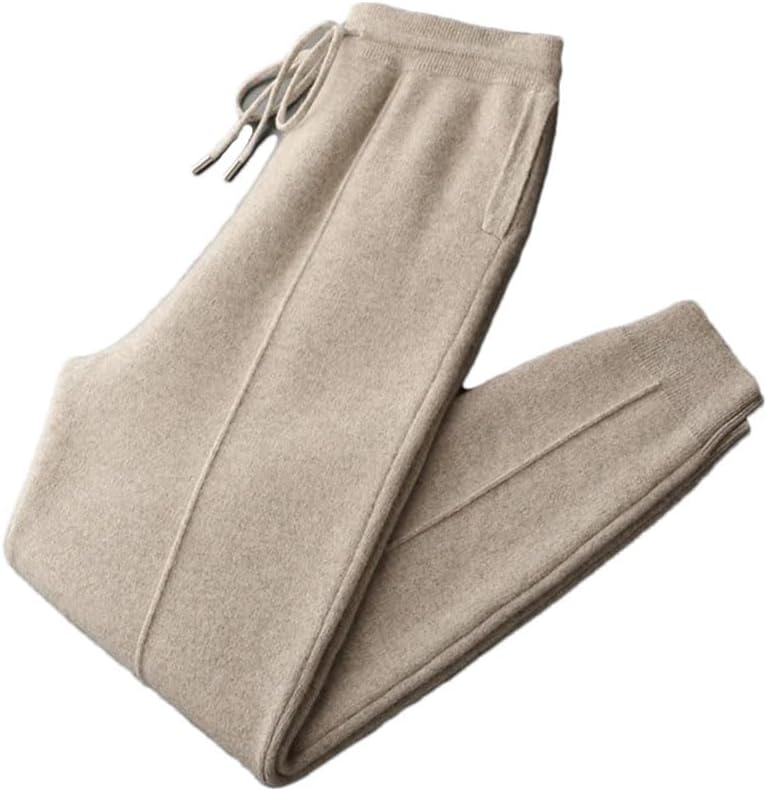 Men's 100% Merino Wool Pants Business Casual Knitted Pencil Pants Winter Thicked Soft Warm Trousers