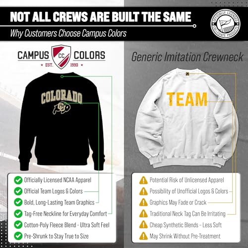Image of NCAA College Sweatshirt Fleece Crewneck Pullover for Men and Women | Officially licensed NCAA college gameday crewneck pullover - 9 oz fleece lined sweatshirt with arch and logo design