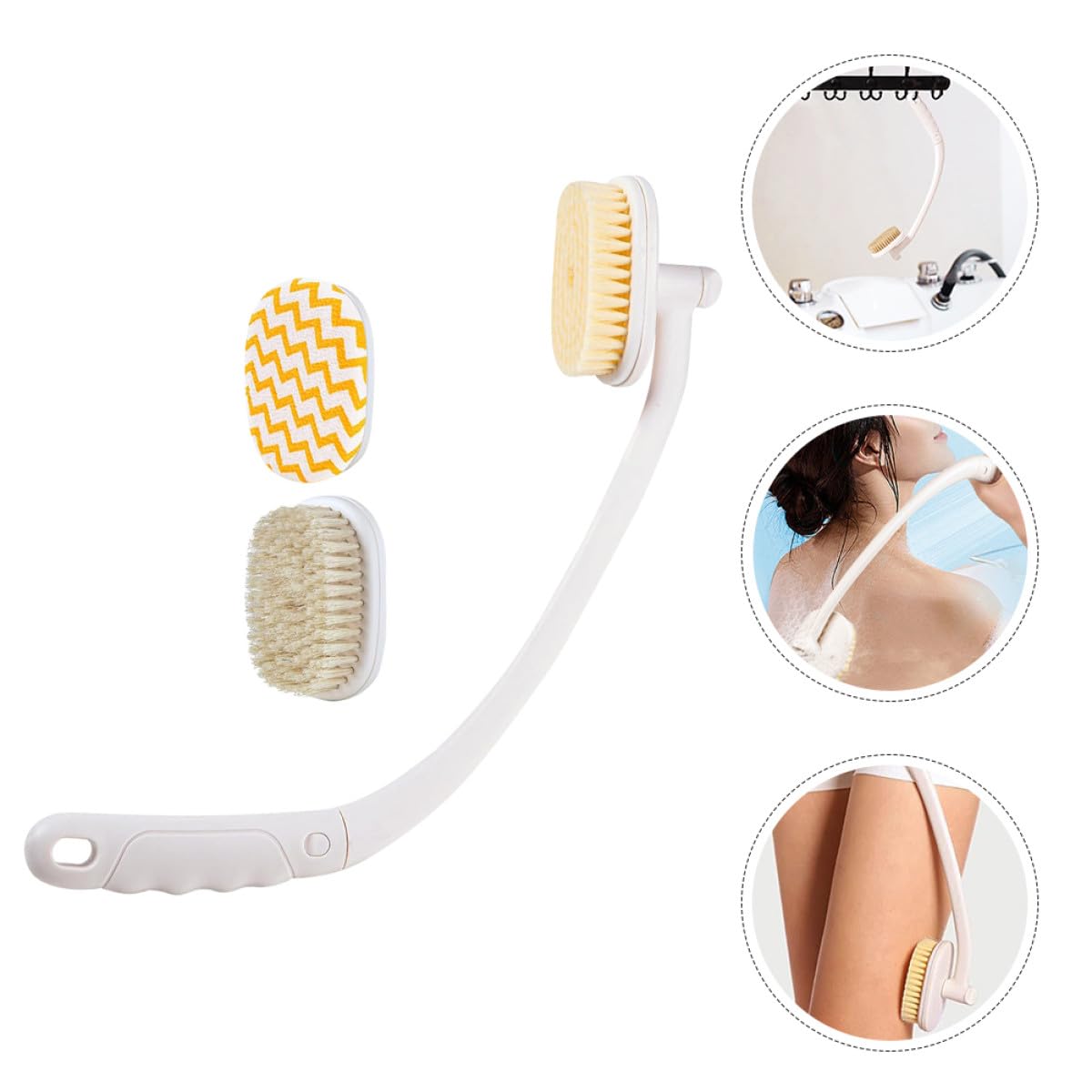 HOMSFOU Cepillo de Ducha para Exfoliación de Espalda con Mango Largo y Curvo de Abs Anti Deslizante y Masaje Corporal Ducha Adecuado para Alcanzar Zonas Difíciles