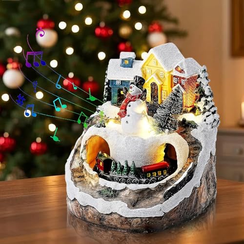 KQWVZ Weihnachtsdorf Mit Beleuchtung, Weihnachtsdorf Häuser Mit Zug,...