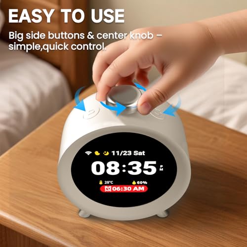 Dekala ChronoSense Smart Alarm Clock for Bedroom Temperature Humidity, 7-Day Programmable 4 Alarms, 100dB Loud Gradual Alarm for Heavy Sleeper, Hourly Chime, White Noise Sound Machine, App Control - Image 4
