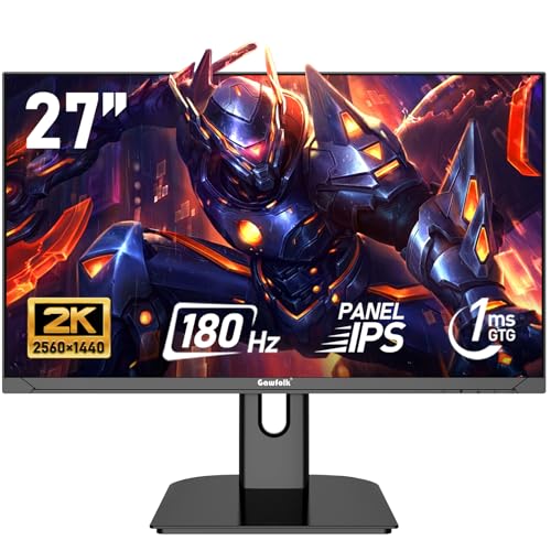 Image of Gawfolk 27 inch 2K QHD(2560x1440) PC Screen, 180Hz Gaming Monitor, 1ms Without Bezel, FreeSync,100% sRGB, 178 Wide Viewing Angle, HDMI2.0 & DisplayPort 1.4, 75 * 75MM Wall Mount Compatible- Black