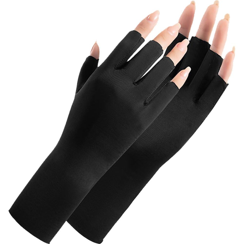 Ymxygz Women Sunblock Fingerless Gloves Uv Protection Wrist Length Sun Block Driving Non-slip Gloves for Girls Outdoor Activities