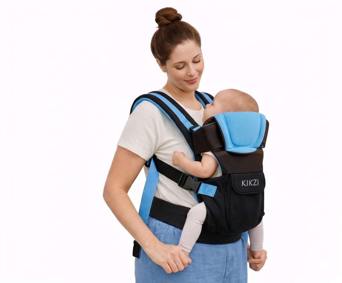 Kikzi Ergonomic Strong Breathable Adjustable Infant Baby Carrier Backpack (Black) — view 12