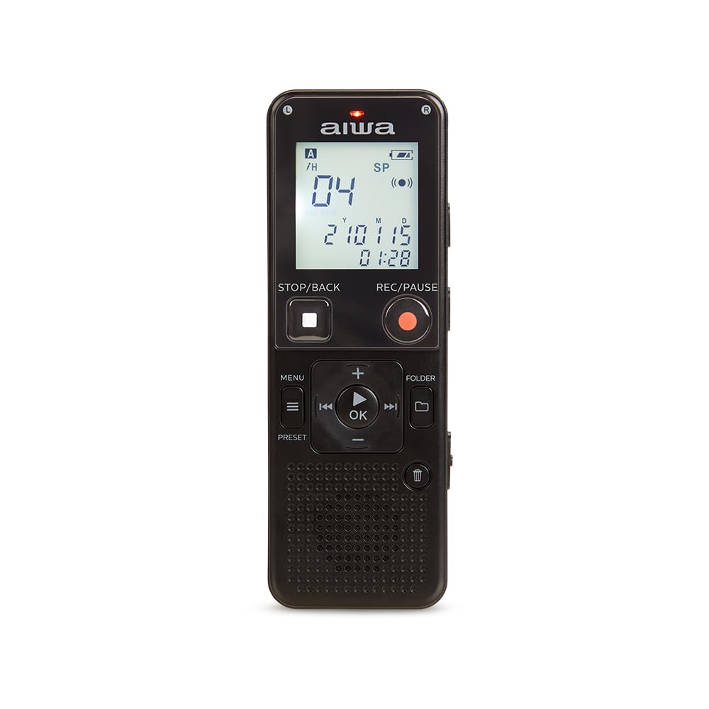 AIWA DVR-A600. Cyfrowy dyktafon z mikrofonem stereo i wbudowaną pamięcią 16 GB. Kolor czarny