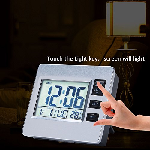 Digital Alarm Clock Magnetic Bedroom Clock For Seniors Classroom Kitchen Table Timer 12 / 24 Hour Date Week Indoor Thermometer Magnet Backlight Battery Operated Suck On Refrigerator Office #TOP4