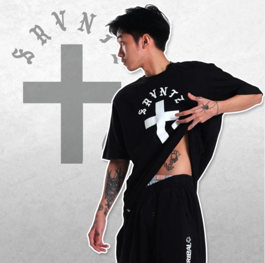 Amazon.co.jp: SRVNTZ✙サーヴェンツ Tシャツ L 黒（ICONIC OG