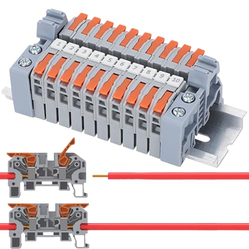 10 Pieza Clemas Electricas Rapidas 0,5-2,5mm² Bornas de Conexion Electrica,Conectores para Cables Con Carril DIN para Cableado Rápido para Terminales de Conexión Eléctrica de Conducción Precisa