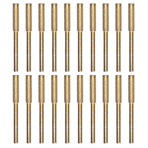 flexman 20Pcs Diamond Chainsaw Sharpener Burr, Grinding Head Rotating File Sharpening Tool for Grinding, Mould Processing and Repairing, Engraving (4mm)