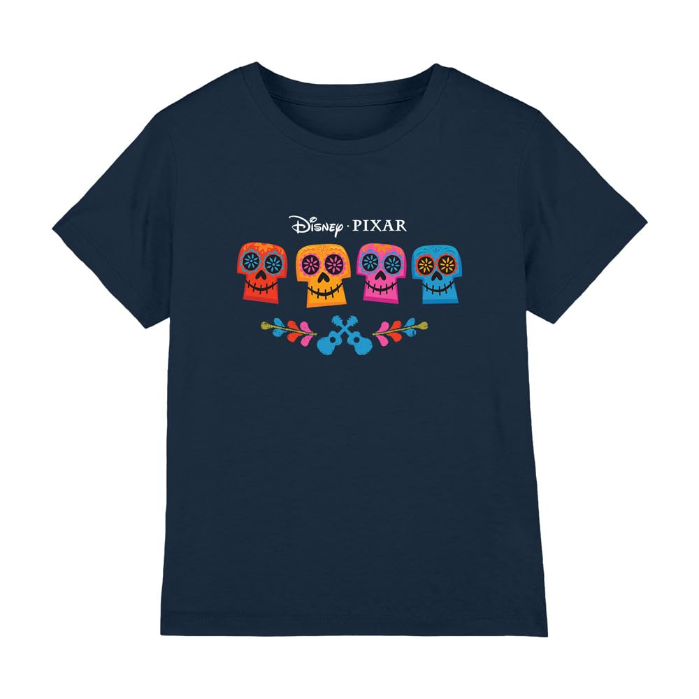 Coco Skull Logo Full Color Unisex Kids T Shirt, Navy, 7-8 Years