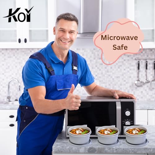 Image of KOI Insulated Lunch Box Set | 3 Inside Steel Containers (290ml, 450ml, 600ml) with BPA Free Lids | Leakproof Microwave Safe Tiffin | Adjustable Shoulder Strap Lunch Bag for Office Travel Use (Grey)